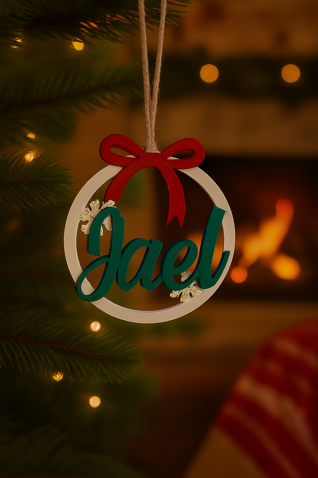 🎄✨ Adorno personalizado – Tu nombre entre luces y copos ✨🎄
