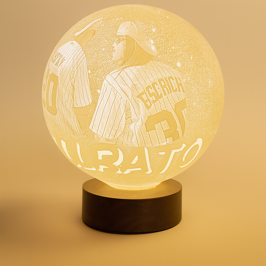Lámpara Litofanía Personalizable 3D con Luz LED – Globo de 15 cm