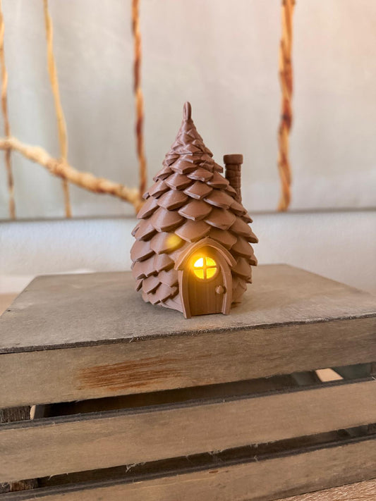 La Acogedora Cabaña de la Piña con Luz LED – Adorno Navideño 3D