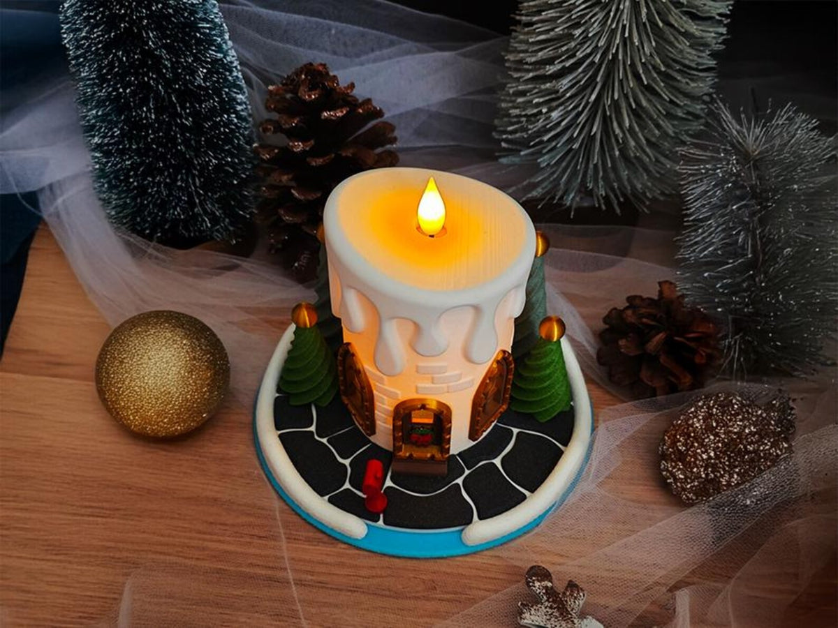 Casita de Hadas Vela de Navidad 3D – Decoración Navideña Cozy