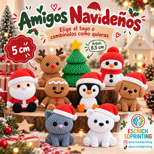 Figuras Navideñas 3D Kawaii | Amigos Navideños