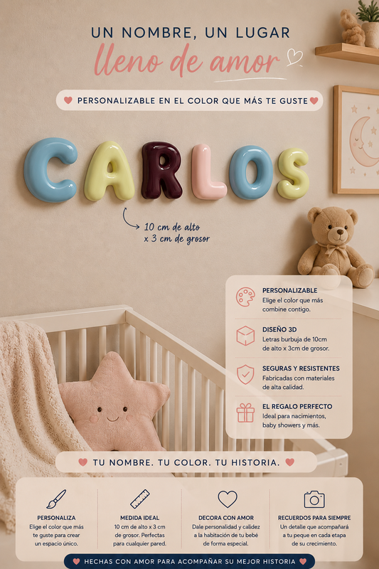 Letras Burbuja Personalizadas para Pared | Decoración Infantil