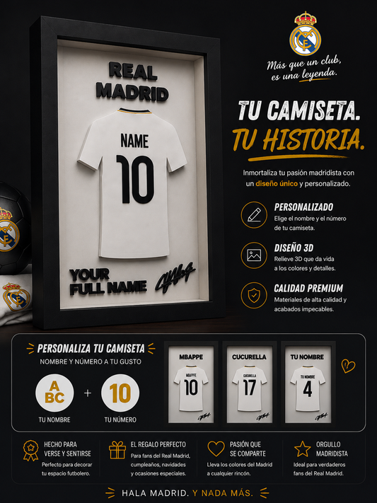 Cuadro Camiseta Real Madrid Personalizada | Nombre y Número
