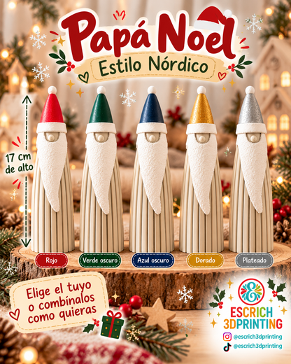 Papá Noel Nórdico 3D de 17 cm | Decoración Navideña