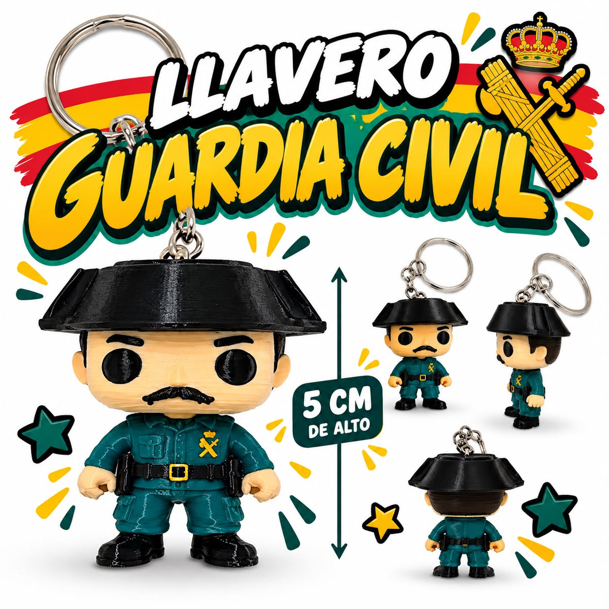 Llavero Guardia Civil Estilo Pop 3D – Figura Coleccionable