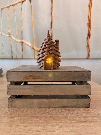 La Acogedora Cabaña de la Piña con Luz LED – Adorno Navideño 3D