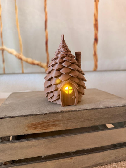 La Acogedora Cabaña de la Piña con Luz LED – Adorno Navideño 3D