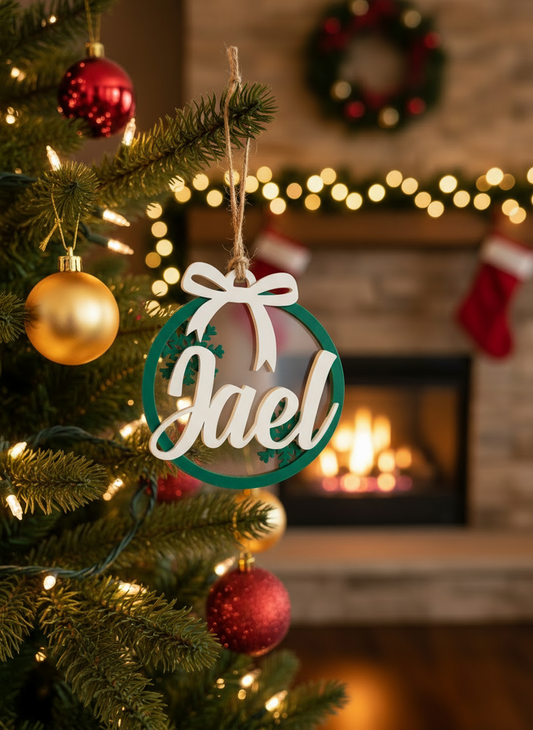 🎄✨ Adorno personalizado – Tu nombre entre luces y copos ✨🎄