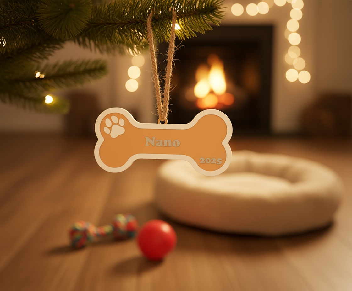 🦴🐶 Adorno navideño huesito personalizado | Para el miembro más peludo de la familia