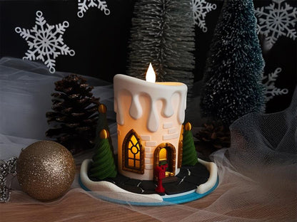 Casita de Hadas Vela de Navidad 3D – Decoración Navideña Cozy