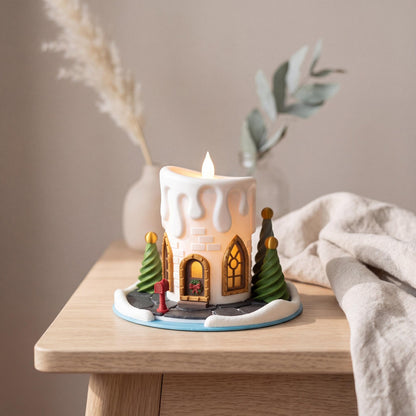 Casita de Hadas Vela de Navidad 3D – Decoración Navideña Cozy