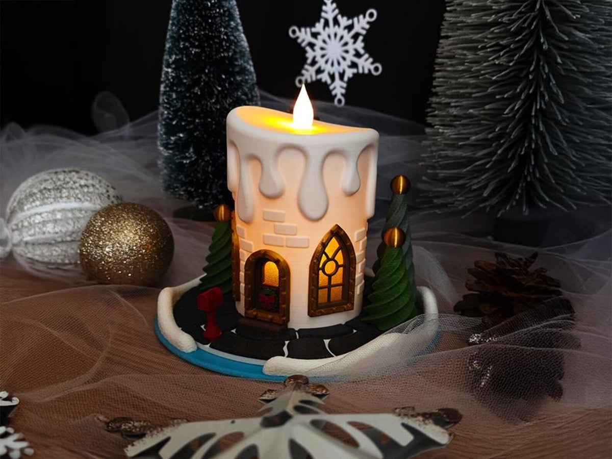 Casita de Hadas Vela de Navidad 3D – Decoración Navideña Cozy