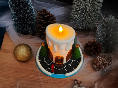 Casita de Hadas Vela de Navidad 3D – Decoración Navideña Cozy